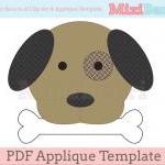 Dog and Bone Applique Template PDF