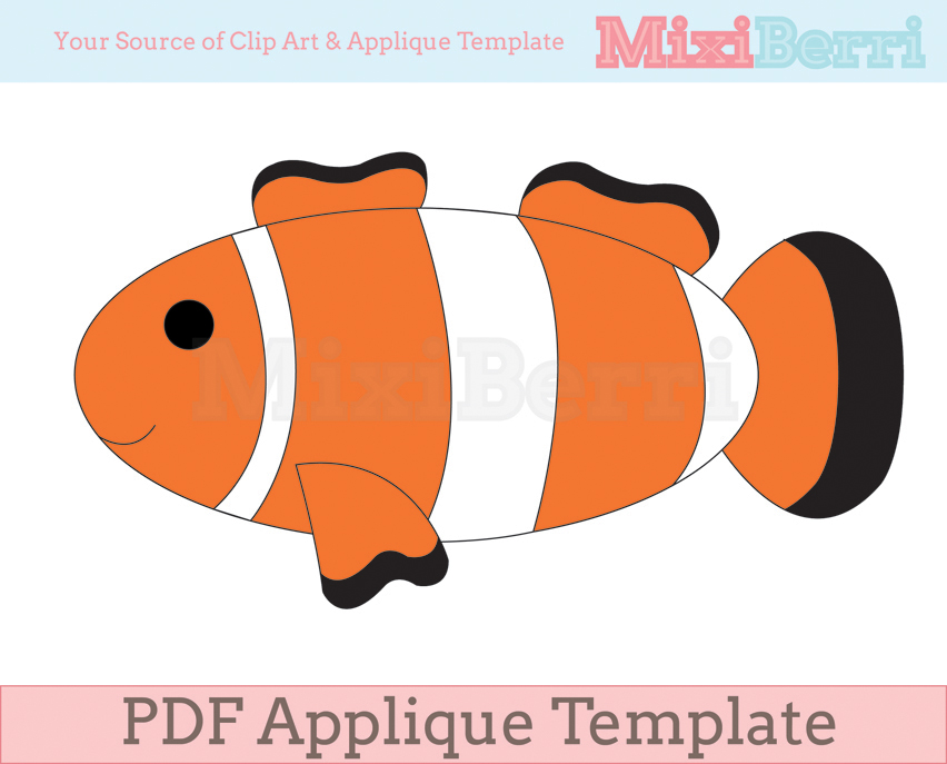 Fish - Clown Fish Applique Template PDF