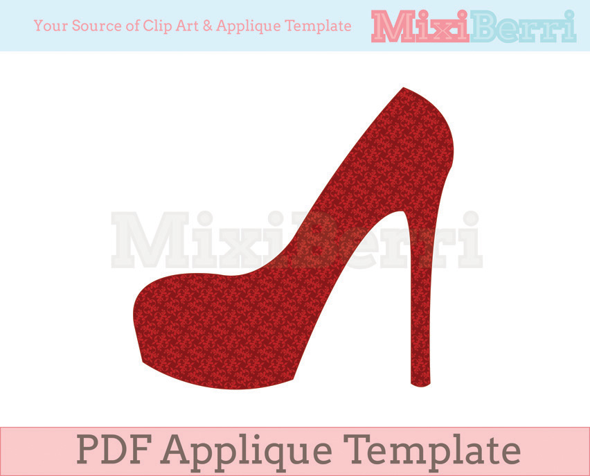High Heel Applique Template PDF
