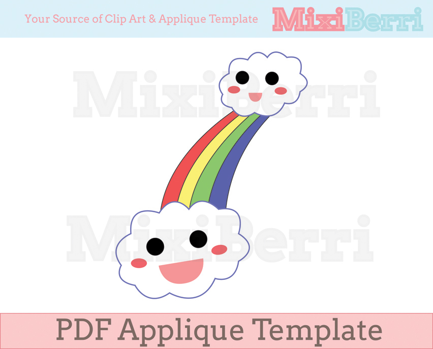 Applique Template Happy Rainbow PDF