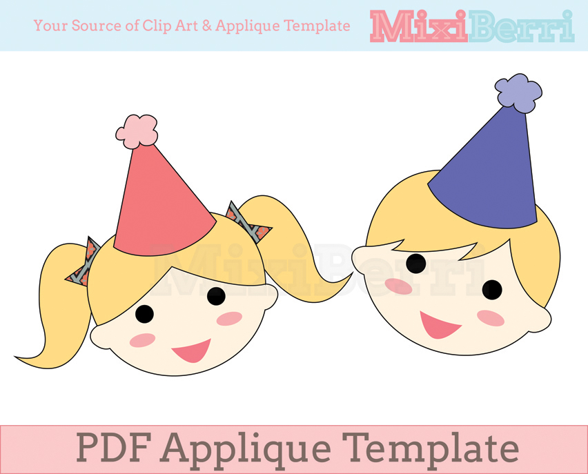 Birthday Girl & Boy Applique Template PDF