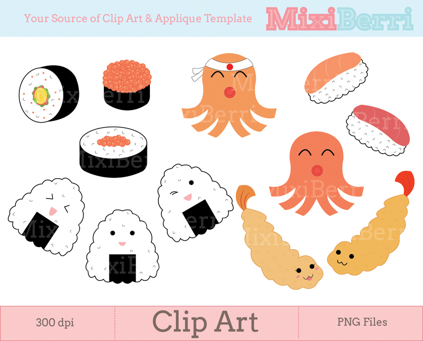 Digital Clip Art - Japanese Bento Food - 300dpi