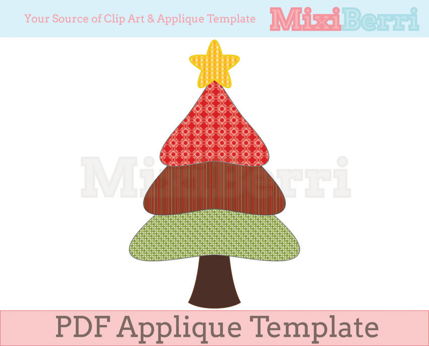 Three Tier Christmas Tree Applique Template PDF