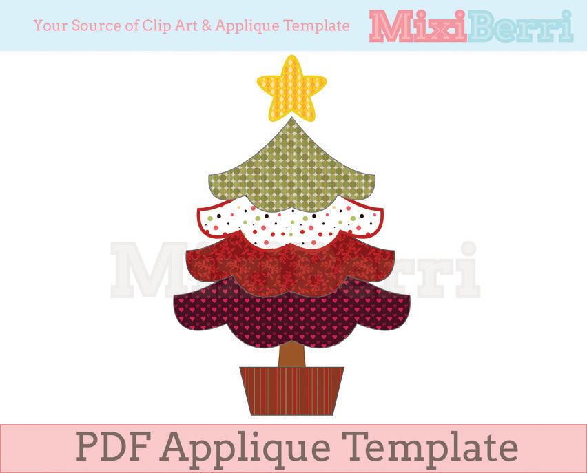 Cute Christmas Tree Applique Template PDF