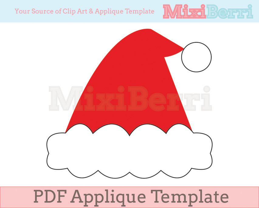 Santa Hat Applique Template PDF