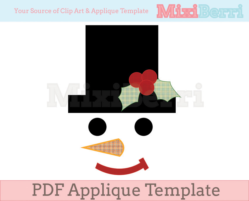 Snowman Face Applique Template PDF