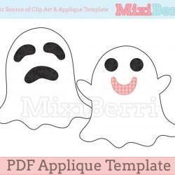 Happy & Sad Ghost PDF Applique Template - 2 Different Designs in 1 File