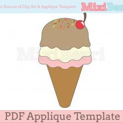 Ice Cream Fabric Applique Template PDF