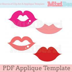 Fabric Applique Template PDF - Sexy Lips 4 Designs