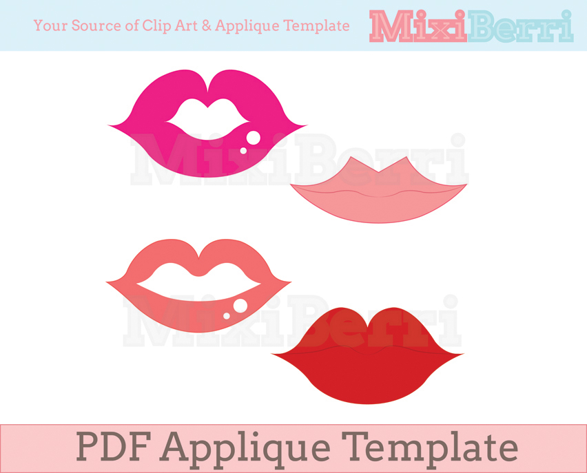 Fabric Applique Template Pdf Sexy Lips 4 Designs on Luulla